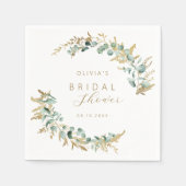 Rustikales Eukalyptus-Goldgrün Boho Brautparty Serviette (Vorderseite)