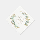 Rustikales Eukalyptus-Goldgrün Boho Brautparty Serviette (Ecke)