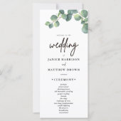 Rustikales Eukalyptus-Grün-Hochzeitsprogramm (Vorderseite)