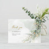 Rustikales Eukalyptus-Grüngold Dankeskarte (Stehend Vorderseite)