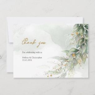 Rustikales Eukalyptus-Grüngold Dankeskarte