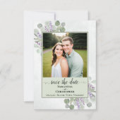 Rustikales Eukalyptus & Lavender Green Wedding Fot Save The Date (Vorderseite)