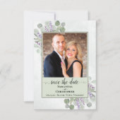 Rustikales Eukalyptus & Lavender Green Wedding Fot Save The Date (Vorderseite)