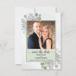 Rustikales Eukalyptus & Lavender Green Wedding Fot Save The Date