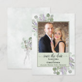 Rustikales Eukalyptus & Lavender Green Wedding Fot Save The Date (Vorne/Hinten)