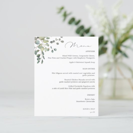 Rustikales Eukalyptus-Menü (Stehend Vorderseite)