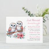 Rustikales Eulenpaar Boho Hochzeit Ankündigung (Stehend Vorderseite)