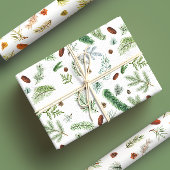Rustikales Evergreen Pine Tree Wasserfarbe Weihnac Geschenkpapier Set
