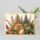 Rustikales Evergreen Pinecone Folien Feiertagskarte (Stehend vorne)