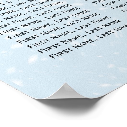 Rustikales Evergreen Winter Pine Wedding Chart Poster (Ecke)