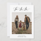 Rustikales Fa La Script Weihnachtsfamilie Foto Feiertagskarte (Vorderseite)