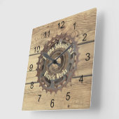Rustikales Fahrradgetriebe Quadratische Wanduhr (Winkel)