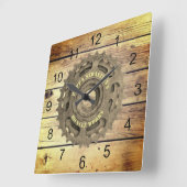 Rustikales Fahrradgetriebe-Sprocket-Vorhängeschild Quadratische Wanduhr (Winkel)