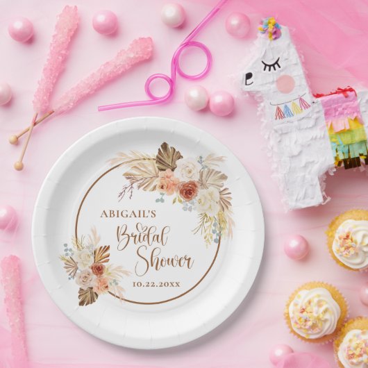 Rustikales Fall Boho Arch Pampas Grass Brautparty Pappteller (Party)