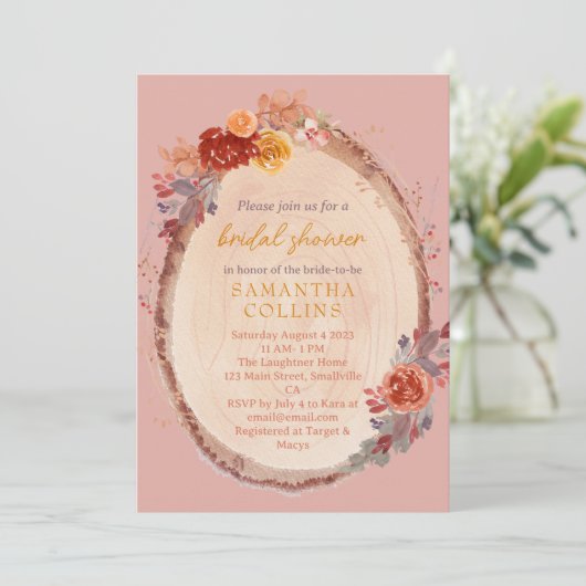 Rustikales Fall-Brautparty Einladung (Stehend Vorderseite)