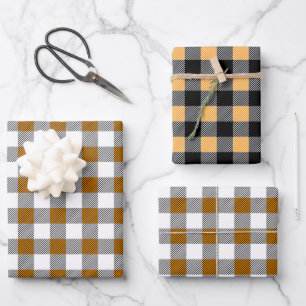 Rustikales Fall Buffalo Plaid Muster Geschenkpapier Set