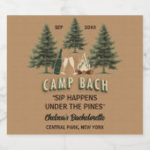 Rustikales Fall Camping Bachelorette Boho Party Cu Schaumweinetikett (Einzelnes Label)