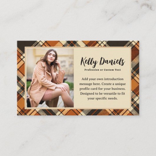 Rustikales Fall-Cotattcore Kariertes benutzerdefin Visitenkarte (Vorderseite)