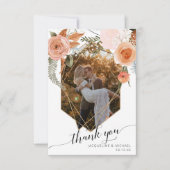 Rustikales Fall Floral Foliage Geometrisches Foto Dankeskarte (Vorderseite)