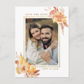 Rustikales Fall Floral Wedding Foto Save the Date Postkarte (Vorderseite)