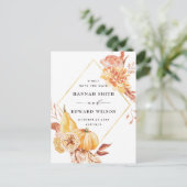 Rustikales Fall Floral Wedding Foto Save the Date Postkarte (Stehend Vorderseite)