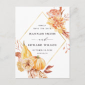 Rustikales Fall Floral Wedding Foto Save the Date Postkarte (Vorderseite)