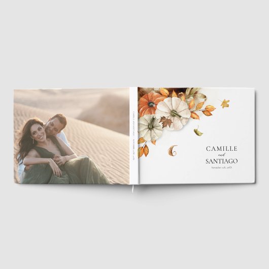 Rustikales Fall Foliage Foto Hochzeit Gästebuch (Voll)