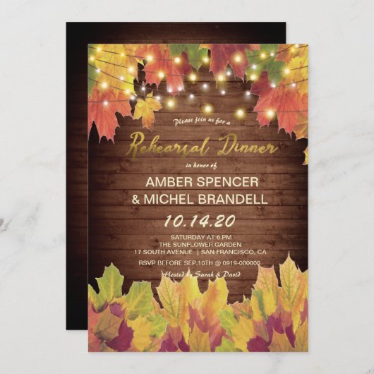 Rustikales Fall Foliage Strings Leichte Probe Aben Einladung (Vorne/Hinten)