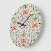 Rustikales Fall Foliage Wasserfarbmuster Aquamarin Große Wanduhr (Winkel)