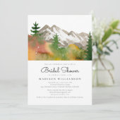 Rustikales Fall Forest Mountain Boho Brautparty im Einladung (Stehend Vorderseite)