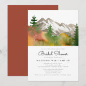 Rustikales Fall Forest Mountain Boho Brautparty im Einladung (Vorne/Hinten)