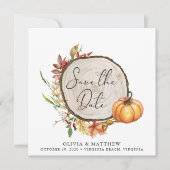 Rustikales Fall Foto Wood Slice Boho Save the Date (Vorderseite)
