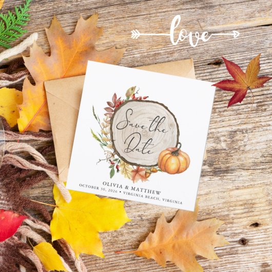 Rustikales Fall Foto Wood Slice Boho Save the Date