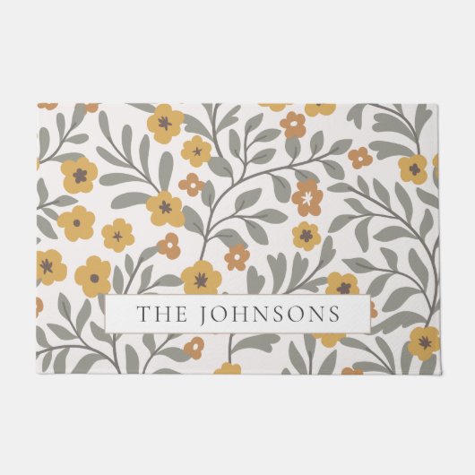 Rustikales Fall Graue Blätter Herbst Orangen Blume Fußmatte (Vorderseite)