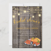 Rustikales Fall Harvest Barnwood Lights Brautparty Einladung (Vorderseite)