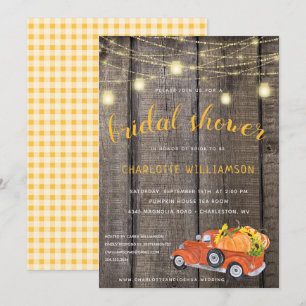 Rustikales Fall Harvest Barnwood Lights Brautparty Einladung