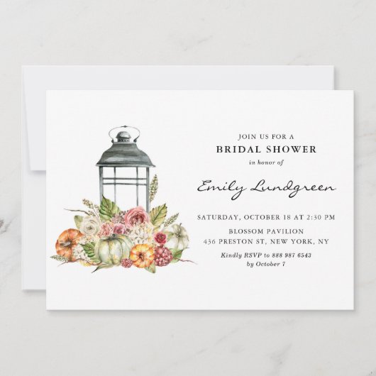 Rustikales Fall Harvest Lantern Brautparty Einladung (Vorderseite)