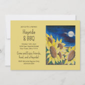 Rustikales Fall Hayride Barbecue Sonnenblumen Einladung (Vorderseite)