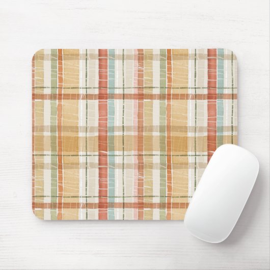 Rustikales Fall Kariertes Wasserfarbmuster Mousepad (Mit Mouse)