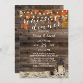 Rustikales Fall Lantern Beach Hochzeitsessen Probe Einladung (Vorne/Hinten)