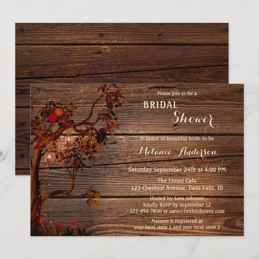 Rustikales Fall Lantern Light Brautparty laden ein Einladung (Vorne/Hinten)