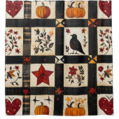 Rustikales Fall Quilt Muster | Bauernhaus Patchwor Duschvorhang (Vorderseite)