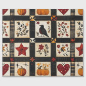 Rustikales Fall Quilt Muster | Bauernhaus Patchwor Geschenkpapier (Flach)