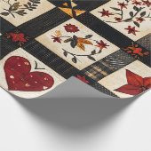 Rustikales Fall Quilt Muster | Bauernhaus Patchwor Geschenkpapier (Ecke)