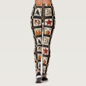 Rustikales Fall Quilt Muster | Bauernhaus Patchwor Leggings (Rückseite)