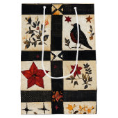 Rustikales Fall Quilt Muster | Bauernhaus Patchwor Mittlere Geschenktüte (Rückseite)