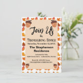 Rustikales Fall Thema Erntedank Abendessen Party Einladung (Stehend Vorderseite)