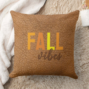 Rustikales Fall Vibes Imitats Brown Leather Throw Kissen