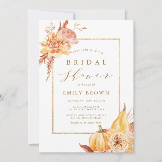 Rustikales Fall Wasserfarben-Brautparty Einladung (Vorderseite)