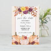 Rustikales Fall Wasserfarbener Foto Save The Date (Stehend Vorderseite)